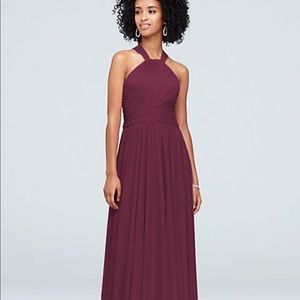 High Neck Halter Dress in Merlot